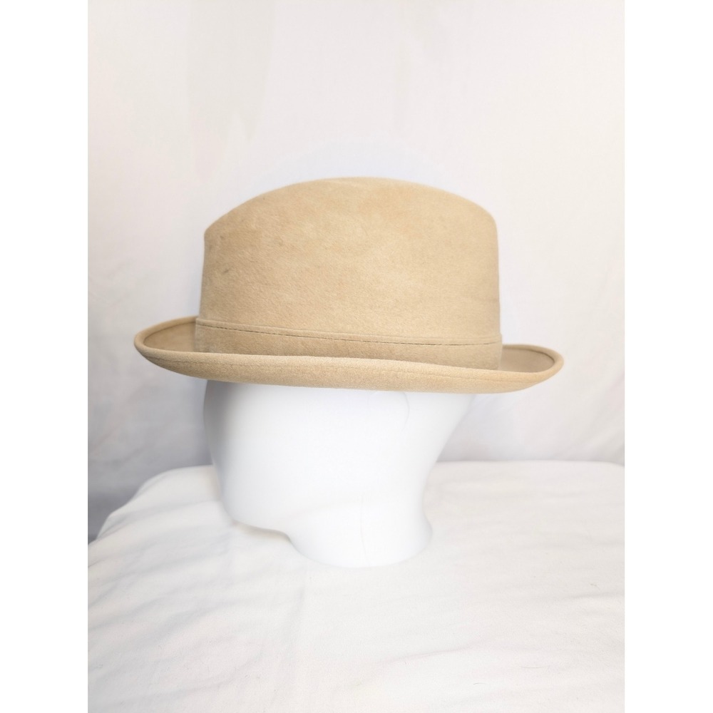 Vintage Capper &‎ Capper Churchill Ltd Fedora Hat Mens Tan Beige Feather Detail - Picture 3 of 13